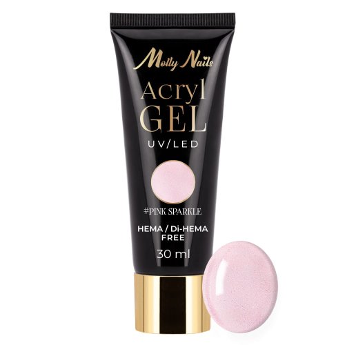 Akrylgel Moly Nails Pink Sparkle HEMA/Di-HEMA Free 30 ml