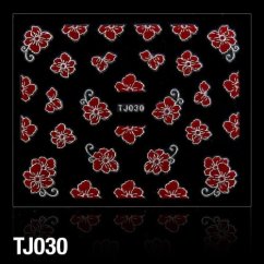 Nálepky na nehty - 3D č. TJ030 červeno stříbrné