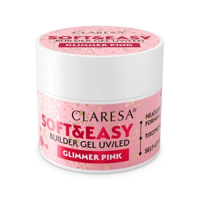 CLARESA SOFT&EASY stavební gél GLIMMER PINK- 90g