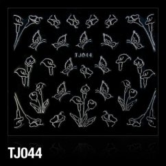 Nálepky na nehty - 3D č. TJ044 černo-stříbrné