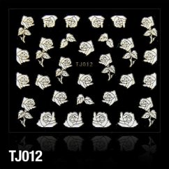 Nálepky na nehty - 3D č. TJ012 bílo-zlaté