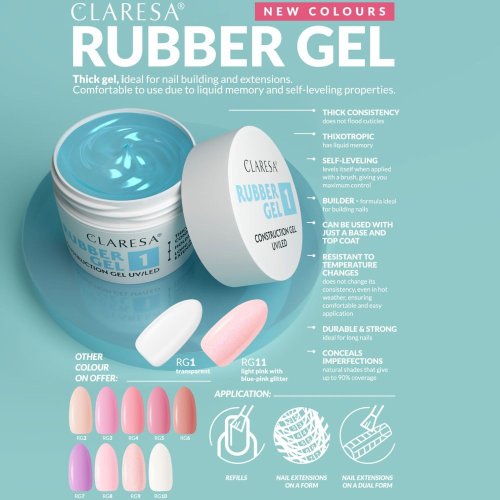 CLARESA RUBBER GEL stavební gél transparentní č.1 - 12g