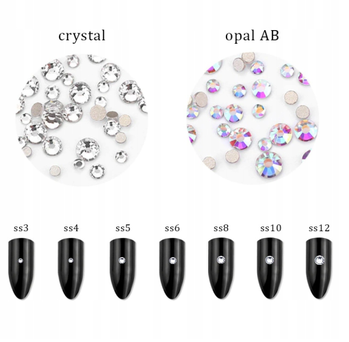 Broušené kamínky typu Swarowski 1440 ks Opal SS8 AB 2,4mm