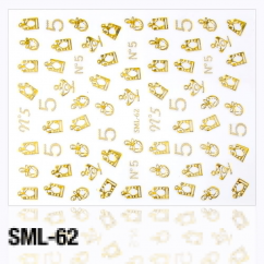 Nálepky na nehty - 3D č. SML62 zlaté