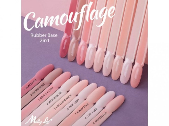 Báze RUBBER BASE 2v1 Camouflage Nectarine Nude MOLLY LAC 10ML