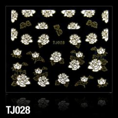 Nálepky na nehty - 3D č. TJ028 bílo-zlaté